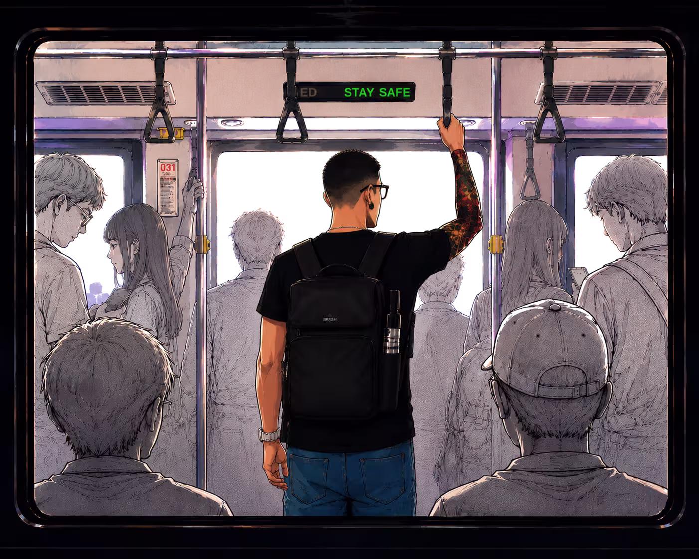 Dennis riding transit